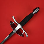 Rogue Steel Dish Hilt Rapier with Musketeer Blade, Oval Dish, Rayskin Grip, and Tapered Pommel