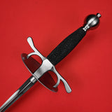 Rogue Steel Dish Hilt Rapier with Musketeer Blade, Round Dish, Rayskin Grip, and Round Pommel