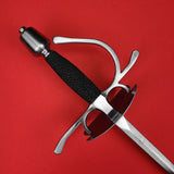 Rogue Steel Dish Hilt Rapier with Steel Blade, Bilobate Dish, Left Hand Knucklebow Guard, Rayskin Grip, and Tapered Pommel