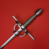 Rogue Steel Double Ring Rapier with Steel Blade, Straight Guard, Brass Wire Grip, and Tapered Pommel