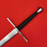 Rogue Steel Hand-and-a-Half Broadsword with Steel Blade, Straight Guard, Rayskin Grip, and Half-Round Pommel