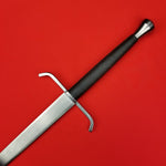 Rogue Steel Longsword with Down-Turned Guard and Leather Grip