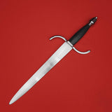 Rogue Steel Parrying Dagger with Steel Blade, Opposing Curve Guard, Leather Grip, and Tapered Pommel