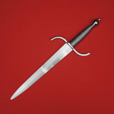 Rogue Steel Parrying Dagger with Steel Blade, Opposing Curve Guard, Wire Wrap Grip, and Round Pommel