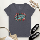Women’s V-Neck Tee - Floral Logo