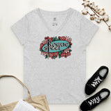 Women’s V-Neck Tee - Floral Logo