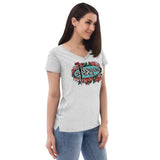 Women’s V-Neck Tee - Floral Logo