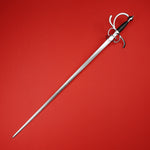 Ambidextrous Side Ring Rapier with Aluminum Blade, Opposing Curve Quillons, and Round Pommel