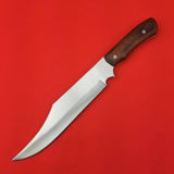 Rogue Steel Aluminum Large Bowie Knife with Brown Wood Scales