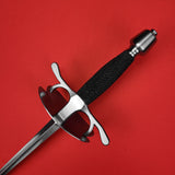 Rogue Steel Dish Hilt Rapier with Musketeer Blade, Bilobate Dish, Rayskin Grip, and Tapered Pommel