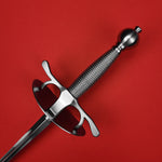 Rogue Steel Dish Hilt Rapier with Musketeer Blade, Oval Dish, Wire Wrap Grip, and Round Pommel