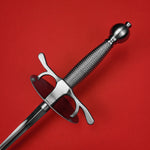 Rogue Steel Dish Hilt Rapier with Musketeer Blade, Round Dish, Wire Wrap Grip, and Round Pommel