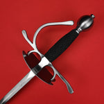 Rogue Steel Dish Hilt Rapier with Steel Blade, Bilobate Dish, Right Hand Knucklebow Guard, Rayskin Grip, and Round Pommel