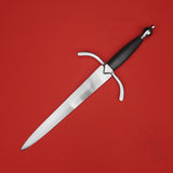 Rogue Steel En-Suite Dagger with Steel Blade, Curved Guard, Leather Grip, and Round Pommel