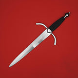 Rogue Steel En-Suite Dagger with Steel Blade, Curved Guard, Rayskin Grip, and Round Pommel