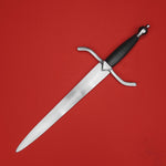 Rogue Steel En-Suite Dagger with Steel Blade, Opposing Curve Guard, Leather Grip, and Round Pommel
