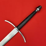 Rogue Steel Hand-and-a-Half Broadsword with Steel Blade, Curved Guard, Leather Grip, and Tapered Pommel