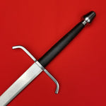 Rogue Steel Hand-and-a-Half Broadsword with Steel Blade, Down-Turned Guard, Leather Grip, and Tapered Pommel