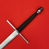 Rogue Steel Hand-and-a-Half Broadsword with Steel Blade, Straight Guard, Rayskin Grip, and Tapered Pommel