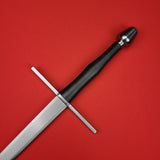 Rogue Steel Hand-and-a-Half Broadsword with Steel Blade, Straight Guard, Waisted Leather Grip, and Tapered Pommel