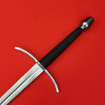 Rogue Steel Hand-and-a-Half Broadsword with Steel Fullered Blade, Curved Guard, Rayskin Grip, and Tapered Pommel