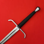 Rogue Steel Hand-and-a-Half Broadsword with Steel Fullered Blade, Down-Turned Guard, Rayskin Grip, and Half-Round Pommel