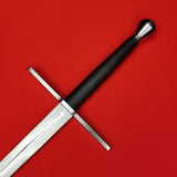 Rogue Steel Hand-and-a-Half Broadsword with Steel Fullered Blade, Straight Guard, Leather Grip, and Half-Round Pommel