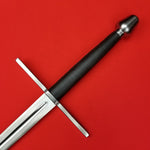 Rogue Steel Hand-and-a-Half Broadsword with Steel Fullered Blade, Straight Guard, Leather Grip, and Tapered Pommel
