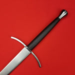 Rogue Steel Longsword with Curved Guard and Leather Grip
