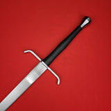 Rogue Steel Longsword with Down-Turned Guard and Waisted Leather Grip
