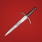 Rogue Steel Parrying Dagger with Steel Blade, Curved Guard, Wire Wrap Grip, and Round Pommel