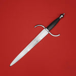 Rogue Steel Parrying Dagger with Steel Blade, Opposing Curve Guard, Leather Grip, and Round Pommel