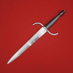 Rogue Steel Parrying Dagger with Steel Blade, Opposing Curve Guard, Wire Wrap Grip, and Tapered Pommel