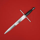 Rogue Steel Parrying Dagger with Steel Blade, Straight Guard, Leather Grip, and Round Pommel