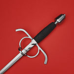 Rogue Steel Side Ring Rapier with Steel Blade, Downturned Guard, Rayskin Grip, and Tapered Pommel