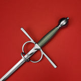 Rogue Steel Side Ring Rapier with Steel Blade, Straight Guard, Brass Wire Grip, and Round Pommel