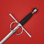 Rogue Steel Side Ring Rapier with Steel Blade, Straight Guard, Rayskin Grip, and Round Pommel