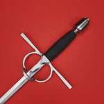 Rogue Steel Side Ring Rapier with Steel Blade, Straight Guard, Rayskin Grip, and Tapered Pommel