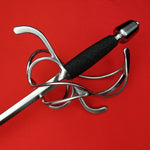 Rogue Steel Swept Hilt Rapier with Steel Blade, Counter Guard, Opposing Curve Quillons, Rayskin Grip, and Tapered Pommel